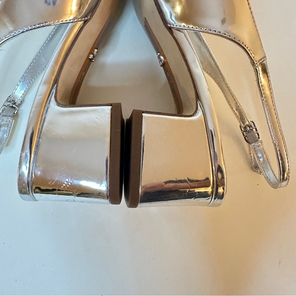 Sam Edelman Terra Silver Block Heel Womens Slingbacks, Sz 9 Great condition - Picture 7 of 15